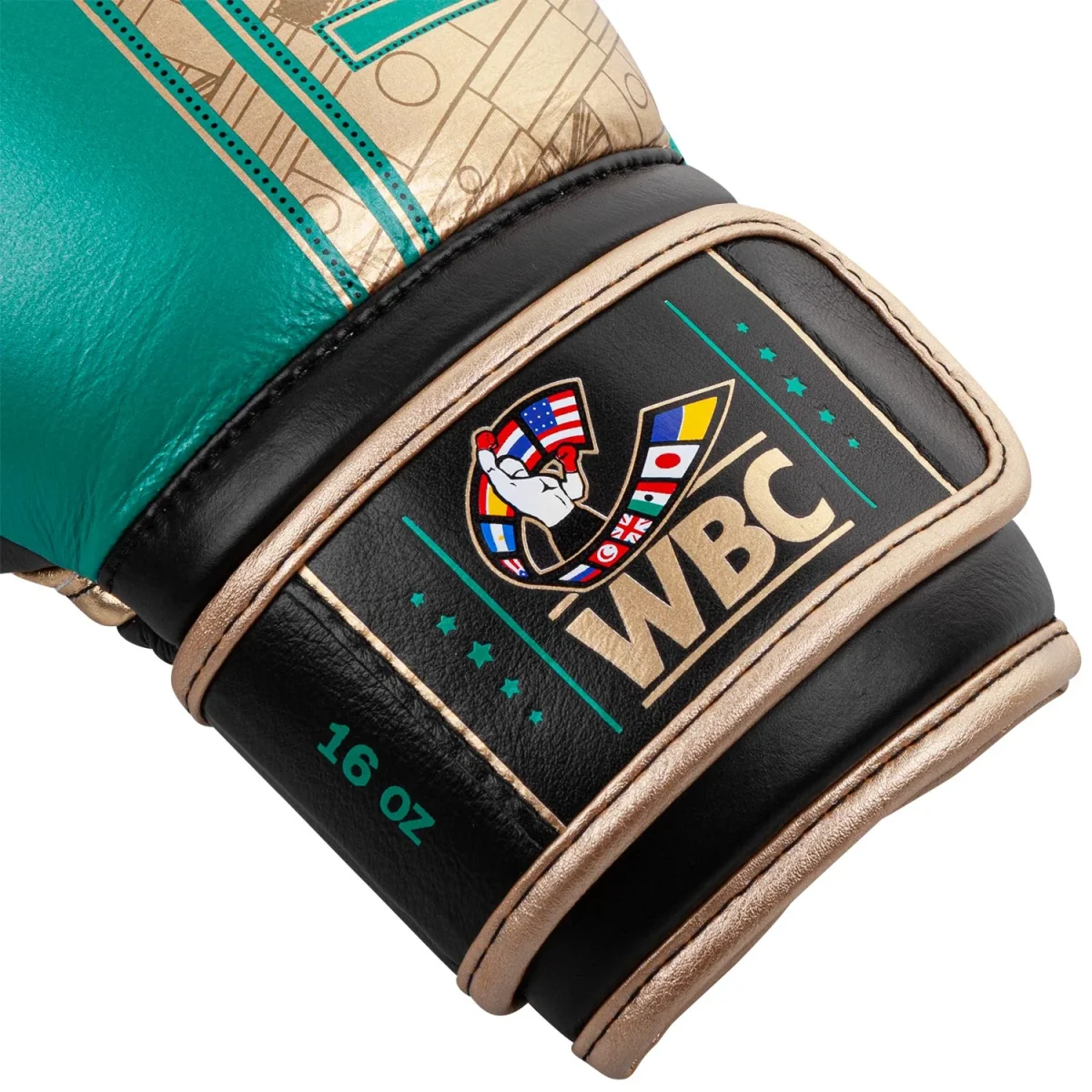 Gants de boxe Pro Venum Shield - Edition limitée WBC - Velcro - Vert Métallique/Doré – Image 5