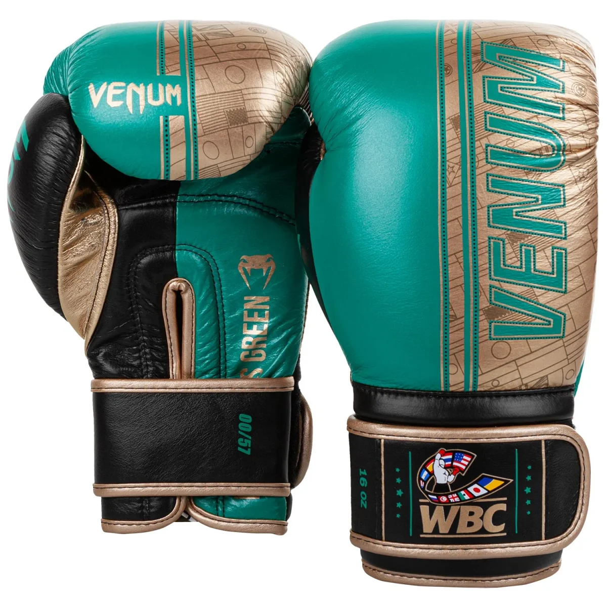 Gants de boxe Pro Venum Shield - Edition limitée WBC - Velcro - Vert Métallique/Doré – Image 4